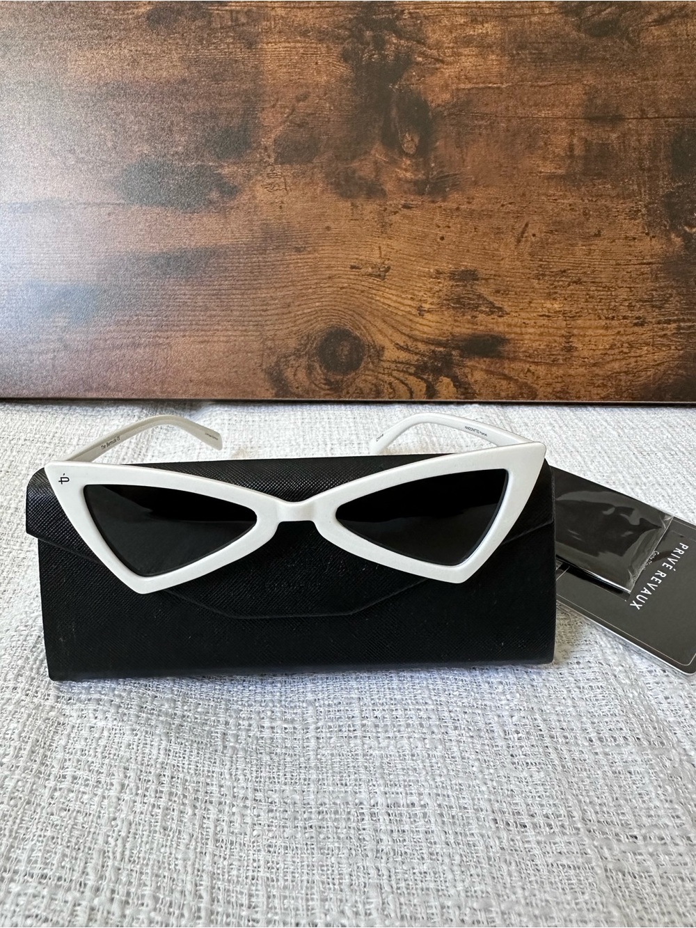 White Cat-Eye Sunglasses with Black Lenses by